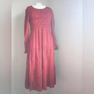 Elegant Red Long Sleeve Dress